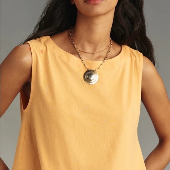 Anthropologie Maeve Light Orange Ruffle Hem Sleeveless Top - Size S - Picture 2 of 5